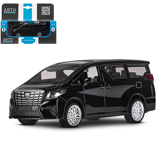 ТМ "Автопанорама" Машинка металлическая 1:43 Toyota Alphard, черный, откр. двери, инерция, в/к 17,5*12,5*6,5 см в Джамбо Тойз