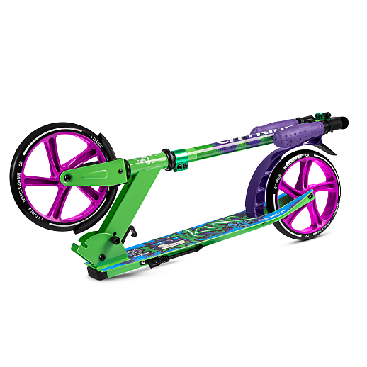 2хкол. самокат CITYRIDE 200, сталь 100%, грипсы 135мм TPR, колеса PU 200/200 мм. Зеленый в Джамбо Тойз #7