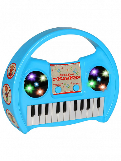 Детское Пианино на батарейках, свет, 3D, звук, 13 клавиш, цвет голубой, в/к 29,5*24,5*7 см в Джамбо Тойз #3