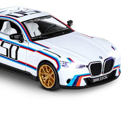 ТМ "Автопанорама" Машинка металлическая 1:34 BMW 3.0 CSL, белый, свет, звук, откр. двери, в/к 17,5*13,5*9 см в Джамбо Тойз #21