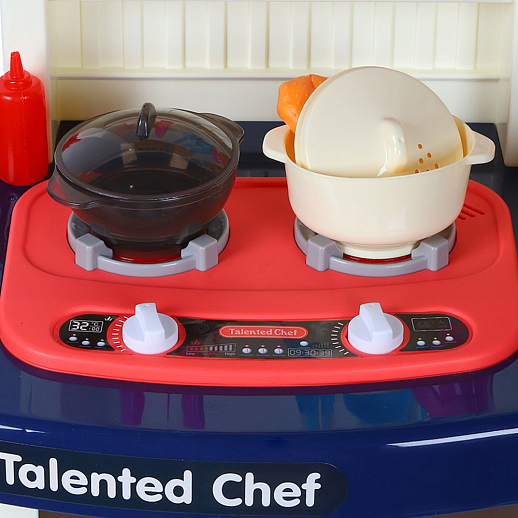 Игровой набор "Кухня", кран с водой, плита с паром, пузырьки воды в кастрюле, сенсорный дисплей, свет, звук, цвет синий, в/к 57х30х77 см в Джамбо Тойз #9