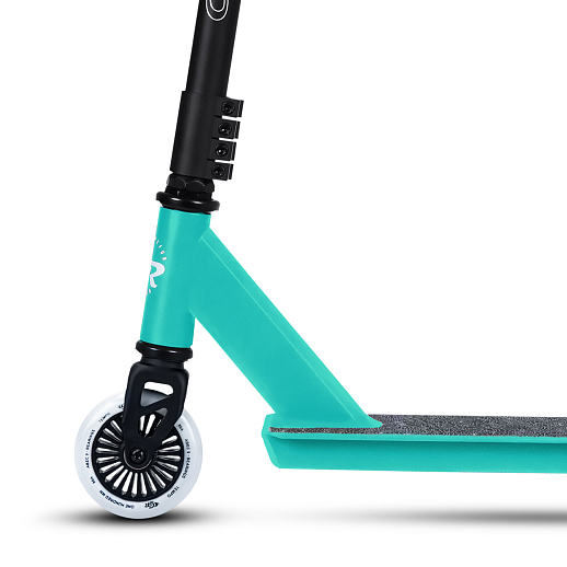 Трюковый самокат CITYRIDE TEMPO, T-bar сталь 50*52см, дека алюм.49*9,5см, колеса PU 86A 100мм, пластик диск, вилка резьб., хомут 4б., цвет Бирюзовый  в Джамбо Тойз #5