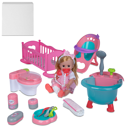 ТМ "Amore Bello" Игровой набор с куклой, Шаинский, русский язык, пьет и писает, розовый, в/к в Джамбо Тойз