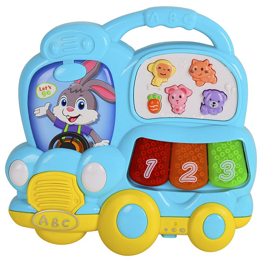 Музыкальная игрушка Пианино детское "Автобус" Smart Baby, развивающее, обучающее, цвет синий, 29 звуков, мелодий, стихов, в/к 21,5x5,2x16,5 см в Джамбо Тойз #2