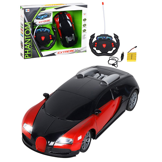 Р/У Машина гоночная, М1:20, 27MHz,4 канала,пульт-руль, свет,цвет красный,с аккум., в/к 33*6,5*25см в Джамбо Тойз