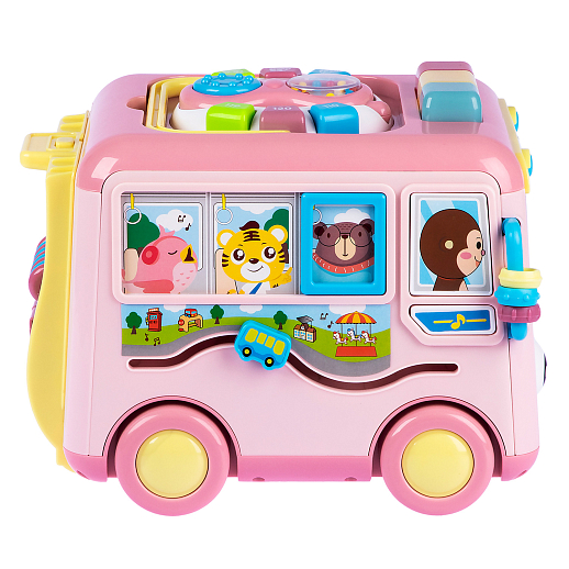 ТМ "Smart Baby" Развивающая игрушка "Автобус" цвет розовый, Шаинский, 57 звуков, стихов, мелодий, песен. Сказки и загадки. Свет, звук, регулирующаяся громкость, в/к 31х22,5х23,5 см в Джамбо Тойз #11