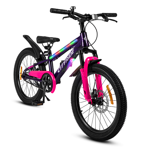 Двухколесный велосипед CITYRIDE, модель CR-B2-10, колеса 20 дюймов, рама сталь, дисковые механические тормоза, свет в раме, подножка, BT, цвет фиолетовый в Джамбо Тойз #15