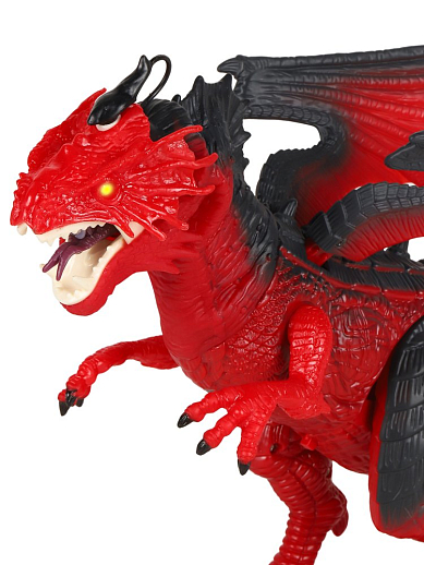 Р/У Дракон  со светом, звуком и паром, шагает, трясет головой, эластичный материал на шее, цвет красный, в/к 40,5*13*30,5 см в Джамбо Тойз #5