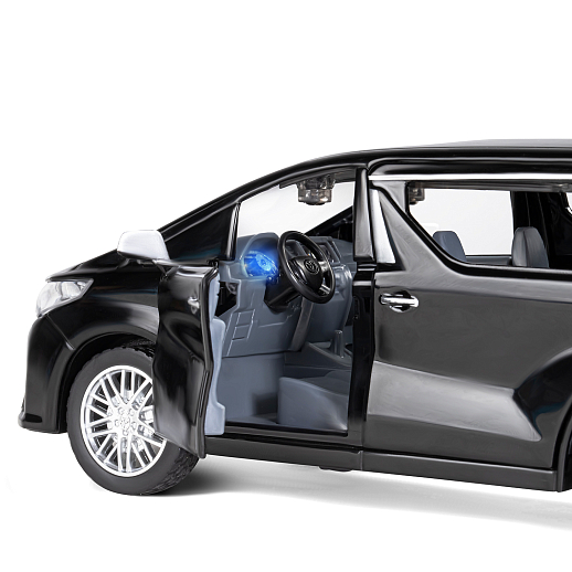 ТМ "Автопанорама" Машинка металлическая, 1:29, Toyota Alphard, черный, откр. передние и боковые двери, багажник, свет, звук, инерция, в/к 20*10*11 см в Джамбо Тойз #13