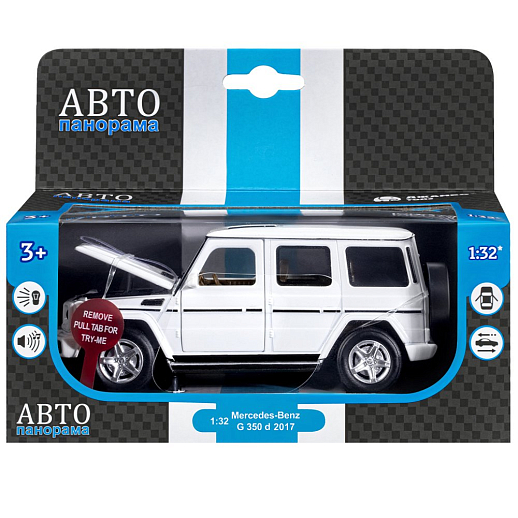 ТМ "Автопанорама" Машинка металлическая 1:32 Mercedes-Benz G350d, белый, откр. капот, передние и задняя двери, свет, звук, инерция, в/к 17,5*13,5*9 см в Джамбо Тойз #16