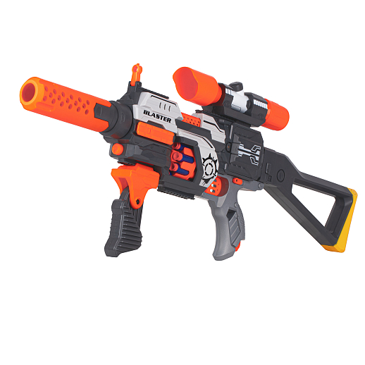 Бластер с мягкими пулями, на бат., 30 пуль в компл., барабанный магазин, в/к 43,5*10,5*22,5см в Джамбо Тойз #13