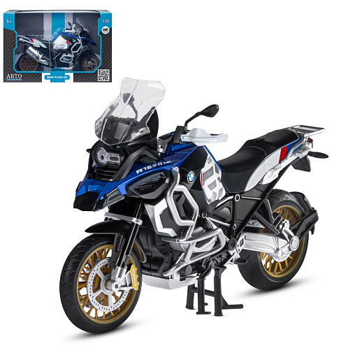 ТМ "Автопанорама" Мотоцикл металл.1:12 BMW R1250 GS Adventure, сер.-голубой., св. ход колес, в/к 7,1 х 11,7 х 20,6 см в Джамбо Тойз