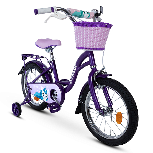 Детский велосипед "City-Ride Tempo". Рама - сталь, стальн..обод 16", шины 2,125, страховочные колеса, корзинка в Джамбо Тойз