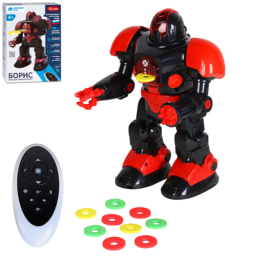 ТМ "Smart Baby" Робот Борис, радиоуправляемый, стреляет дисками, движения (вперед, назад, влево, вправо), танцы, обучение (интересные факты о космосе), функция программирования, в/к 30,5х21,5х13 см в Джамбо Тойз