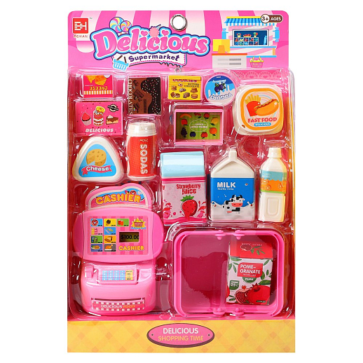 Игровой набор "Супермаркет", в комплекте касса, корзинка, игрушечные деньги и продукты, цвет розовый, в/к 18,9х7,7х28,1 см в Джамбо Тойз #3