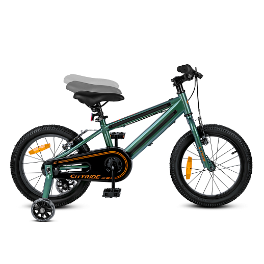 Велосипед двухколесный CITYRIDE, модель CR-B2-10FU, рама сталь, колеса алюминий 16", v-brake тормоза, встроенная в раму подсветка, балансирные колёса, цвет зеленый в Джамбо Тойз #7