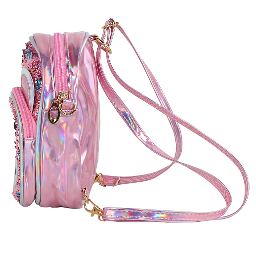 Рюкзачок детский для девочек с пайетками "Мишка", с внешним карманом на молнии, цвет светло-розовый "металлик", 17*18*4 см в Джамбо Тойз #3