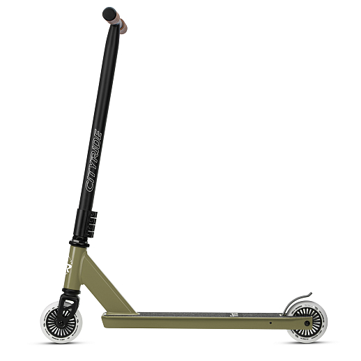 Трюковый самокат CITYRIDE FIRST, T-bar сталь 50*52см, дека алюм.49*9,5см, колеса PU 86A 100мм, пластик диск,  вилка резьб., хомут 4б., цвет Хаки в Джамбо Тойз #3