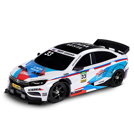 AUTODRIVE Р/У Машина для дрифта LADA Vesta с паром,1:16,2.4GHz,4WD,запасн.колеса 4шт.,свет,с аккум,в/к 31*15*15см в Джамбо Тойз #12