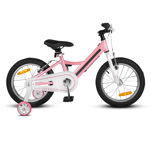 Велосипед двухколесный CITYRIDE, модель CR-B2-11FU, рама сталь, колеса алюминий 16", v-brake тормоза, встроенная в раму подсветка, балансирные колёса, цвет розовый в Джамбо Тойз #12