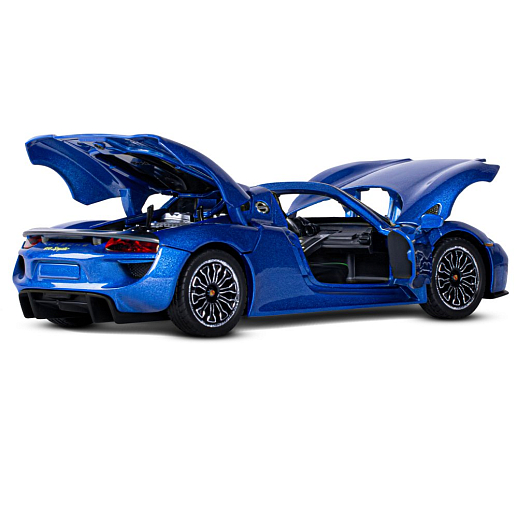 ТМ "Автопанорама" Машинка металлическая, 1:24, Porsche 918 Spyder, синий перламутр, откр. двери, капот и багажник, свет, звук, свободный ход колес, в/к 24,5х12,5х10,5 см в Джамбо Тойз #15
