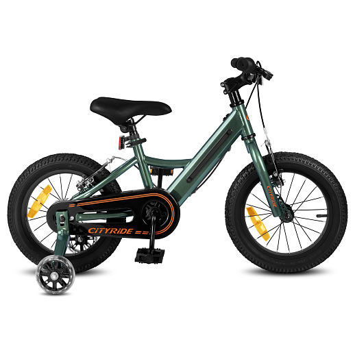 Велосипед двухколесный CITYRIDE, модель CR-B2-11FU, рама сталь, колеса алюминий 14", v-brake тормоза, встроенная в раму подсветка, балансирные колёса, цвет зеленый в Джамбо Тойз #6