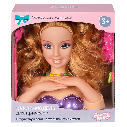 ТМ "Amore Bello" Кукла-модель для причесок и маникюра, в комплекте расческа, заколка, резинки для волос, бусы, в/к 27*11,5*25,5 см в Джамбо Тойз #3
