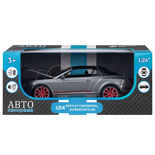 ТМ "Автопанорама" Машинка металлическая 1:24 Bentley Continental Supersports ISR, серый металлик, откр. двери, капот и багажник, свет, звук, свободный ход колес, в/к 24,5*12,5*10,5 см в Джамбо Тойз #4