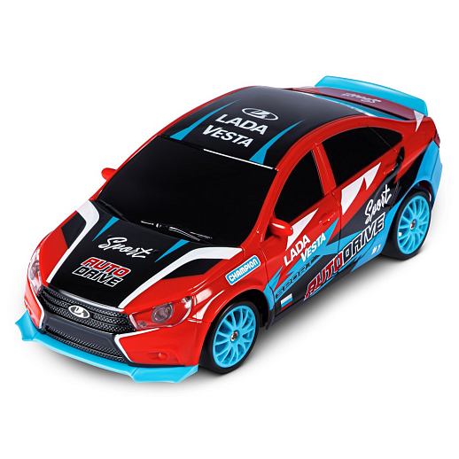 AUTODRIVE Р/У Машина для дрифта LADA Vesta,М1:24,2.4GHz,4WD,свет фар,4 доп.колеса,конусы,с аккум.,цв. красный,в/к 20,5*13*12см в Джамбо Тойз #3