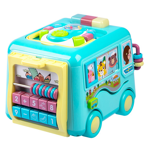 ТМ "Smart Baby" Развивающая игрушка "Автобус" цвет бирюзовый, Шаинский, 57 звуков, стихов, мелодий, песен. Сказки и загадки. Свет, звук, регулирующаяся громкость, в/к 31х22,5х23,5 см в Джамбо Тойз #4