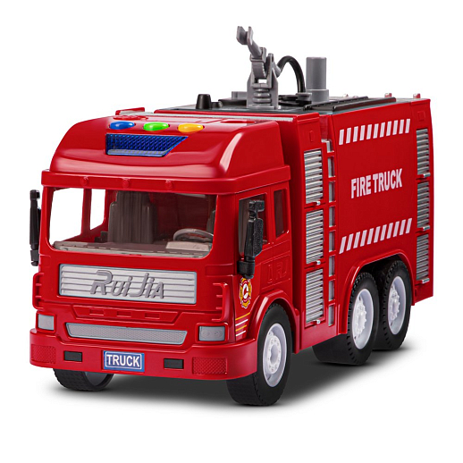 Фрикционная машина "Пожарная" на бат.,со светом и звуком, стреляет водой, красный, в/к 35,5х12,5х19,5 см в Джамбо Тойз #15