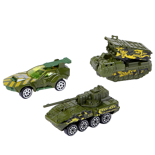 AUTODRIVE Набор металлических машинок, Военная техника 3шт. (бтр, ракетница, внедорожник) в/к 23*9,4*4см. в Джамбо Тойз #3