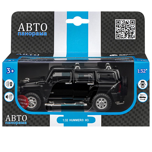 ТМ "Автопанорама" Машинка металлическая 1:32 Hummer H3, черный, свет, звук, откр. двери и багажник, инерция, в/к 17,5*13,5*9 см в Джамбо Тойз #3