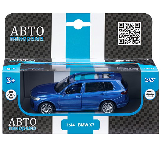 ТМ "Автопанорама" Машинка металлическая 1:44, BMW X7, синий, откр. двери, инерция, в/к 17,5*12,5*6,5 см в Джамбо Тойз #5