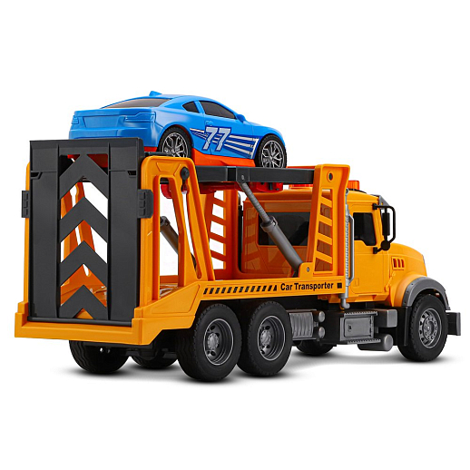 AUTODRIVE Фрикционный Автовоз с машинкой,помповый механизм,звук,свет,на бат.,в/к 41,5*14*21см в Джамбо Тойз #14