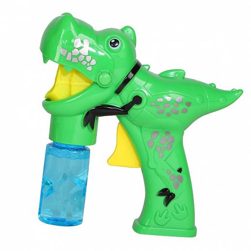 Пистолет-динозавр с мыльными пузырями зеленый механический + мыльный раствор 2*60мл на блистере 27*20 см в Джамбо Тойз #3