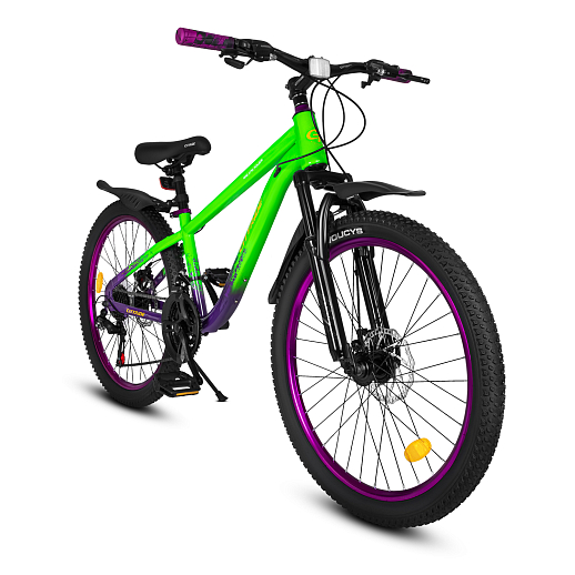 Велосипед CITYRIDE, модель CR-B2-SH07, колеса 24", рама сталь, переключение скоростей, двойные алюминиевые обода, аморт вилка, дисковые мех. тормоза, цвет белый-розовый в Джамбо Тойз