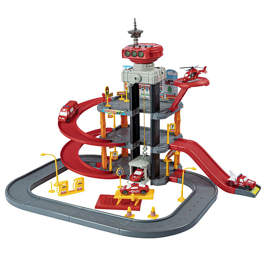 Парковка "Пожарная" с лифтом, свет, звук, ручной механизм лифта, в компл. машинки, вертолет, на бат., в/к 45*6,5*31см в Джамбо Тойз #5