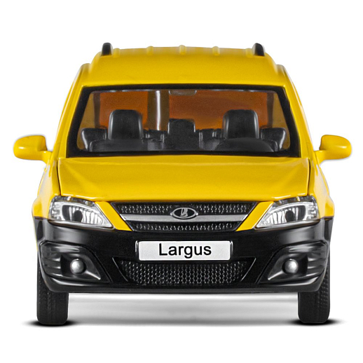 Машинка металлическая Автопанорама, инерционная, коллекционная модель LADA LARGUS, масштаб 1:24, "Петрович", свет, звук, открываются 4 двери, капот, багажник, желтый, в/к 24,5*12,5*10,5 см в Джамбо Тойз #10