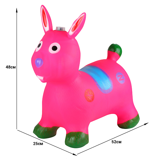 Животное-прыгун "Кролик" со звуком, 1300г, ПВХ, цвет Розовый, 52*48*26 см в Джамбо Тойз #2