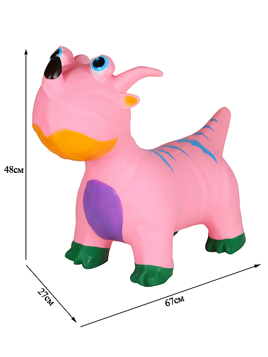 Животное-прыгун "Динозавр" со звуком, 1400г, ПВХ, цвет розовый, 40*30*50 см в Джамбо Тойз #5