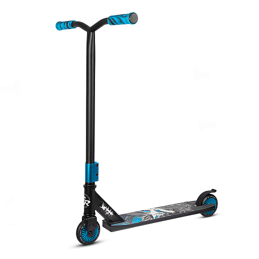 Трюковый самокат CITYRIDE TEMPO, в/к, T-bar сталь 50*57см, дека алюм.50*11см, колеса PU 86A 100мм, пласт. диск, вилка сталь., цвет голубой. в Джамбо Тойз