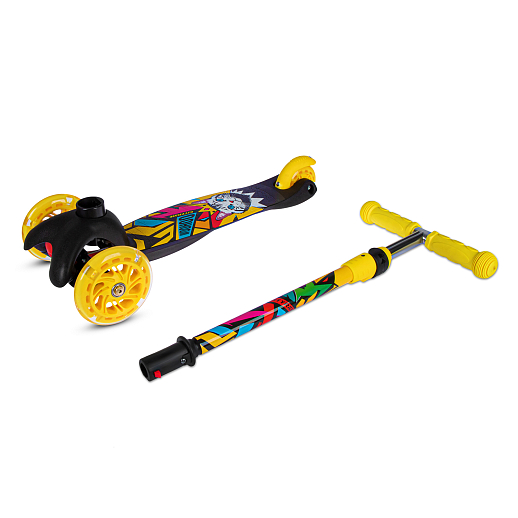 Трехколесный самокат "CITYRIDE" в/п, телескопический руль металл, колеса PU 120/76 со светодиодами, Abec-5, размер 53х23х70 см, до 35 кг, от 3 лет, желтый в Джамбо Тойз #7