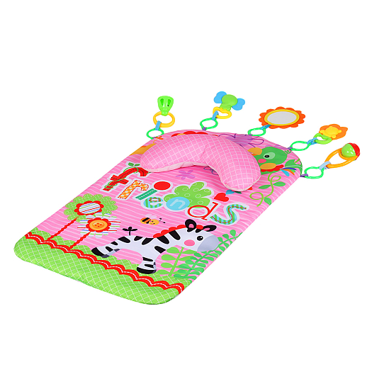 Детский развивающий коврик "Животные", овальной формы,   подушечка и подвески в комплекте, цвет розовый,  38*8*25 см в Джамбо Тойз #10