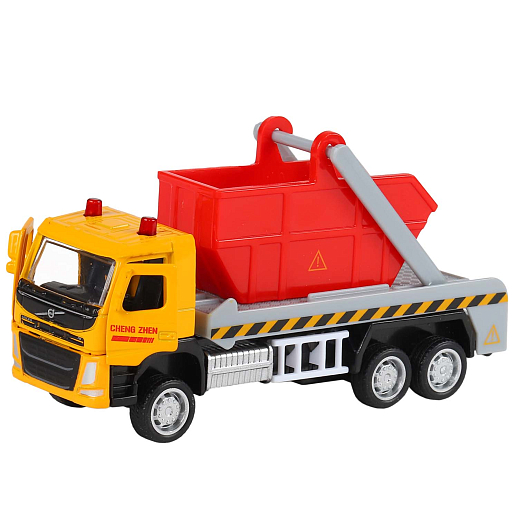 ТМ "Автопанорама" Машинка металлическая 1:72 VOLVO FM "Мусоровоз", цвет желтый, откр. двери, инерция, в/к 17,5*13*6,5 см в Джамбо Тойз #3