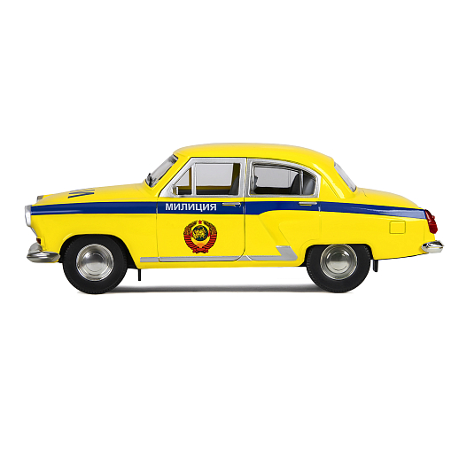 Машинка металлическая Автопанорама, инерционная, коллекционная модель Волга ГАЗ-21 "ГАИ", масштаб 1:24, свет, звук, открываются двери, капот, багажник, жёлтый, в/к 26*12*11 в Джамбо Тойз #11
