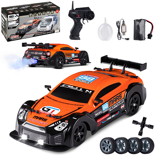 AUTODRIVE 1:16 2.4GHz Р/У Машина для дрифта с паром, 4WD, запасн.колеса 4шт., свет, с аккум, в/к 31*15*15см в Джамбо Тойз