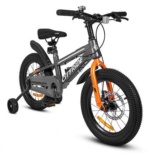 Двухколесный велосипед CITYRIDE, модель CR-B2-10, колеса 16 дюймов, рама сталь, дисковые механические тормоза, свет в раме, балансирные колеса, BT, цвет серый металлик в Джамбо Тойз #5