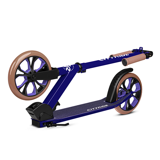 Двухколесный самокат CITYRIDE 200, ал. 50/50%, t-bar сталь, грипсы 135мм TPR, колеса PU 200/200, 86A, подножка, abec 9, сиреневый в Джамбо Тойз #4