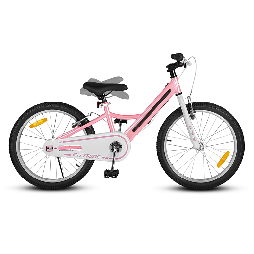 Велосипед двухколесный CITYRIDE, модель CR-B2-11FU, рама сталь, колеса алюминий 20", v-brake тормоза, встроенная в раму подсветка, подножка, цвет розовый в Джамбо Тойз #3